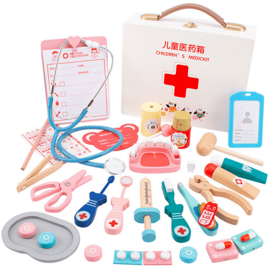 Детский сюжетно — ролевой набор «Доктор Терапевт Стоматолог» с чемоданчиком и инструментами | Набор из дерева  фото 2