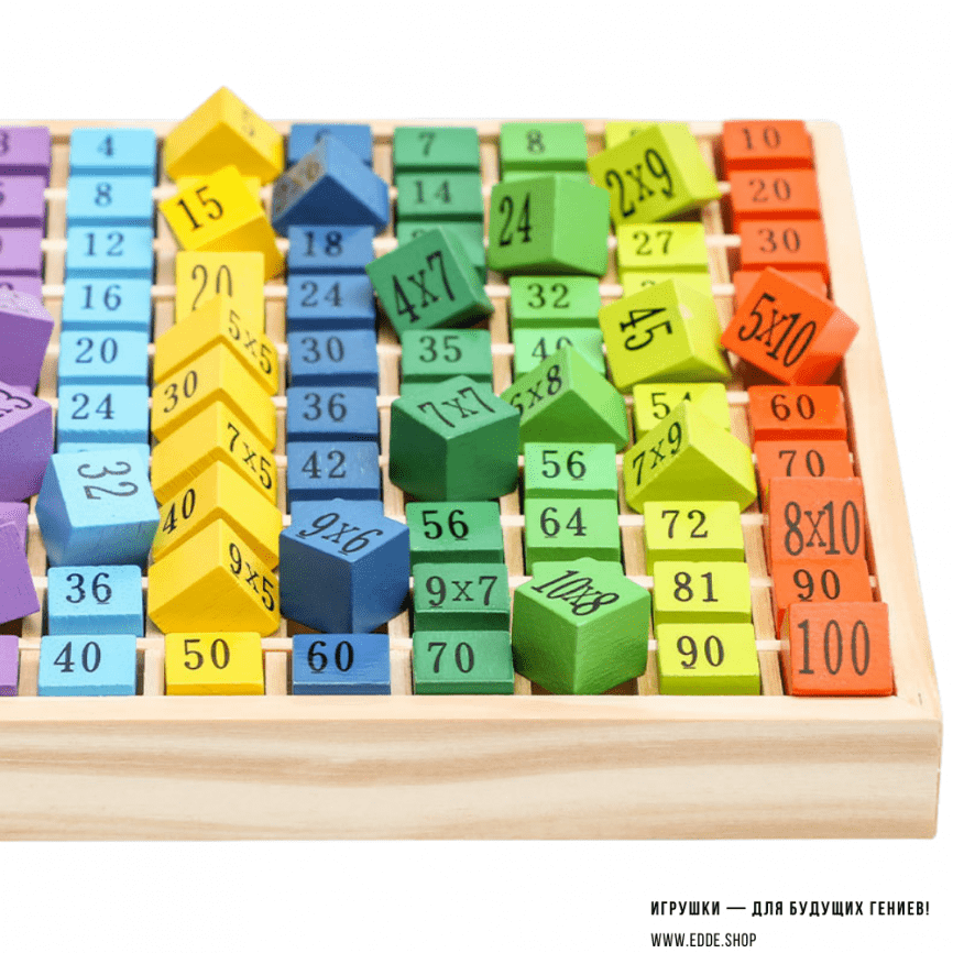 Игра — обучающая деревянная «Таблица Умножения «Радуга» | Монтессори, счет, кубики, цифры фото 3