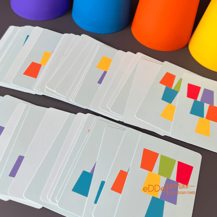 Развивающая настольная игра компакт «Собери стаканчики» 50 карточек фото 3