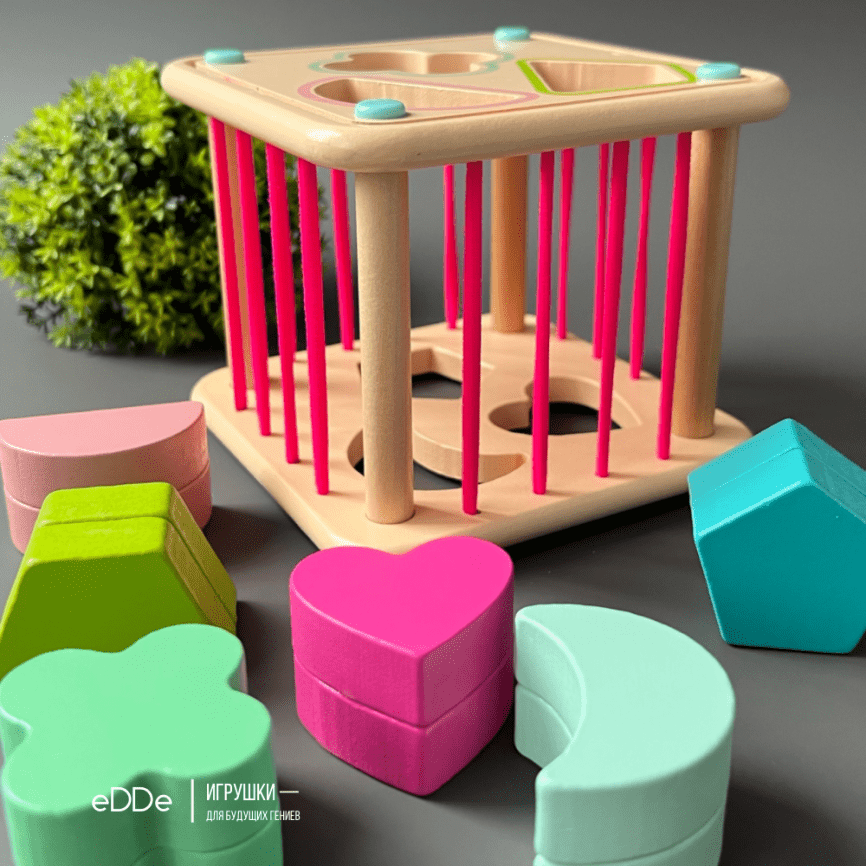 Развивающая деревянная игрушка для малышей «Сенсорный Куб 3 в 1» фото 1