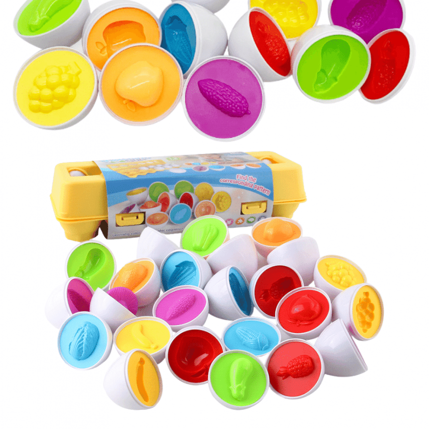 Детская обучающая игрушка по методике Монтессори «Лоток-сортер с яйцами» | набор 12 яиц  фото 5