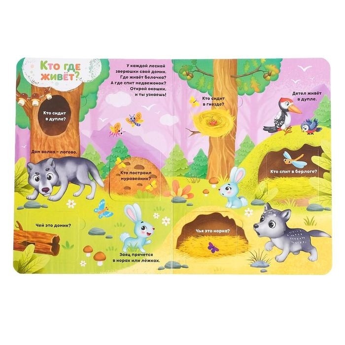 Книга картонная с окошками "Лесные звери" фото 6