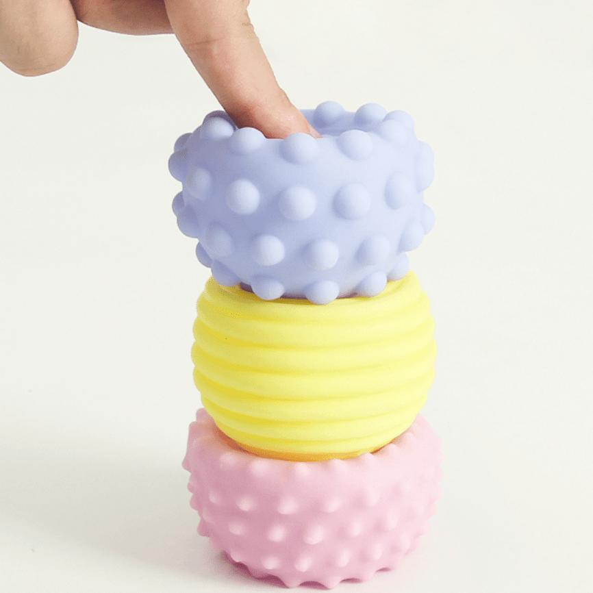 Сенсорные тактильные мячики для малышей «Пастель» | Развивающий набор 6 шт. в сетке фото 6